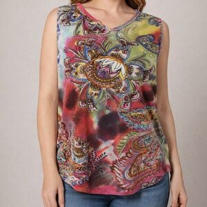 Papa Sleeveless Paisley Print Tank Top – Size XL